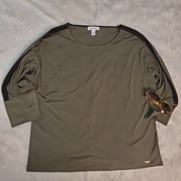 Calvin Klein casual blouse color olivo size L - Picture 1 of 5